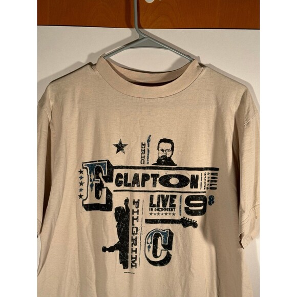 Vintage Eric Clapton World Tour 1998 Pilgrim Tan Shirt Large L Tultex - Picture 2 of 8
